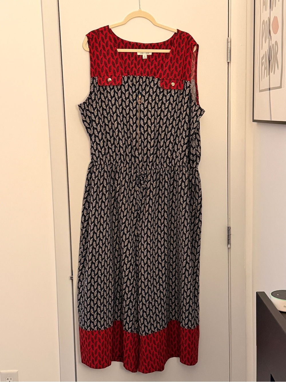 Sleeveless Red & Black Printed Jumpsuit